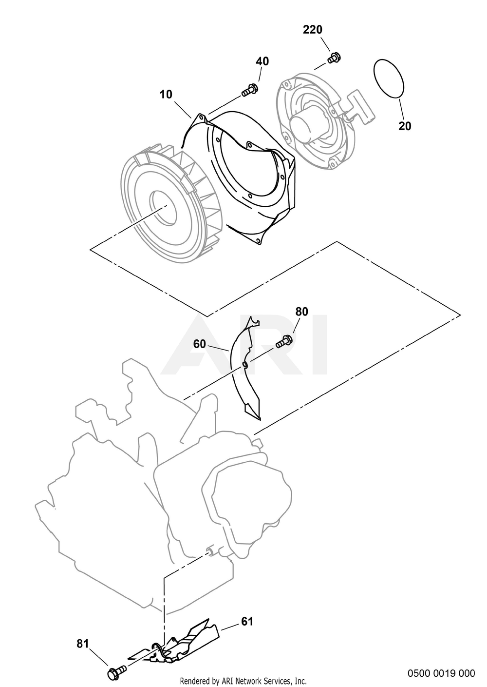 500 Cooling And Starting Diagram and Parts List for EX170D10300  Subaru Engine