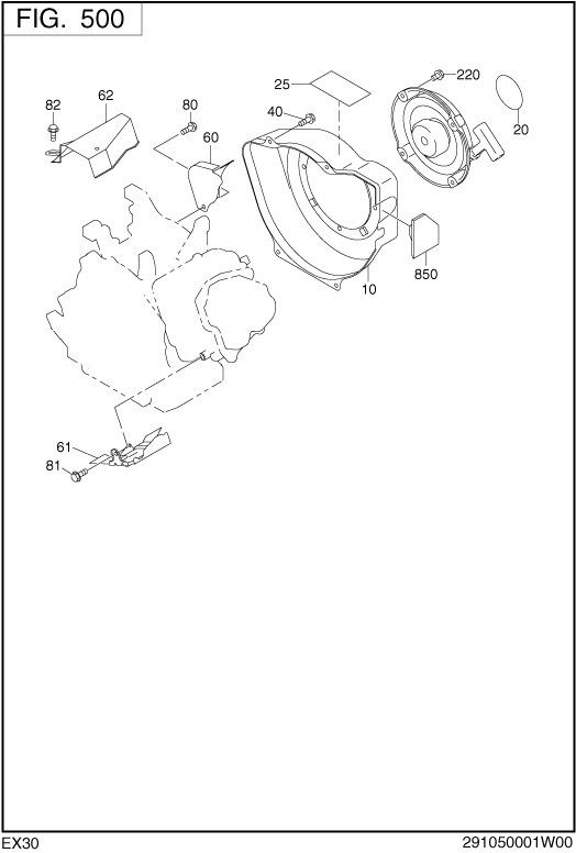 Cooling Starting Diagram and Parts List for EX300DS2070 EX300 Subaru Engine