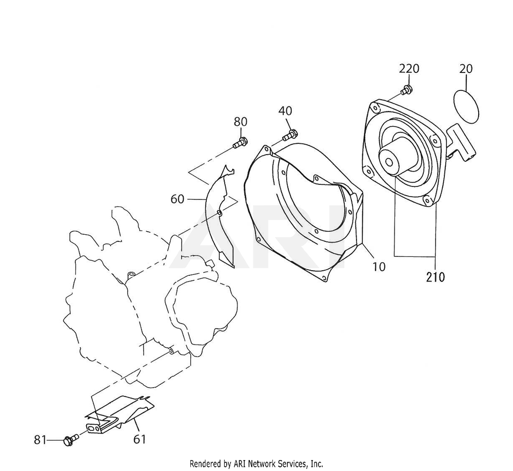 500 Cooling And Starting Diagram and Parts List for 170DT1141  Subaru Engine