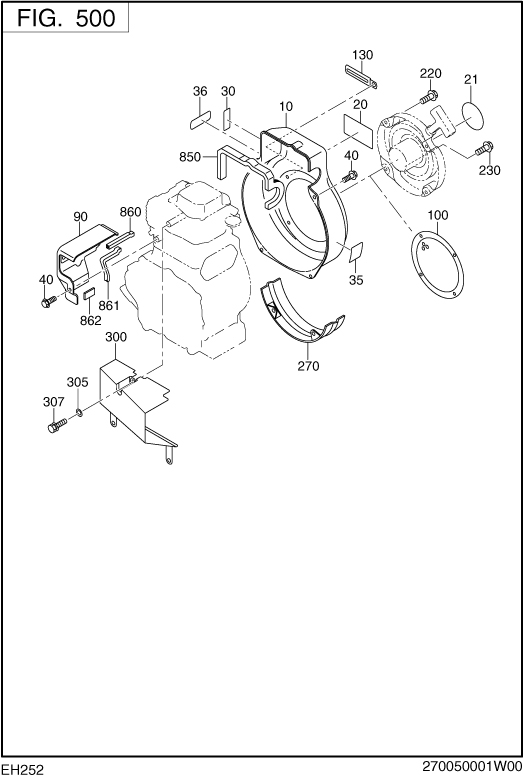 Cooling,starting Diagram and Parts List for EH252B02021 EH252 Subaru Engine
