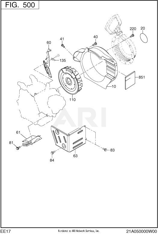 500 Cooling And Starting Diagram and Parts List for EE170DST010  Subaru Engine
