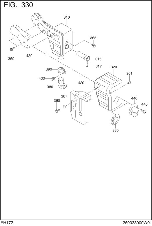 Intake Exhaust Diagram and Parts List for EH172BS0241 EH172 Subaru Engine