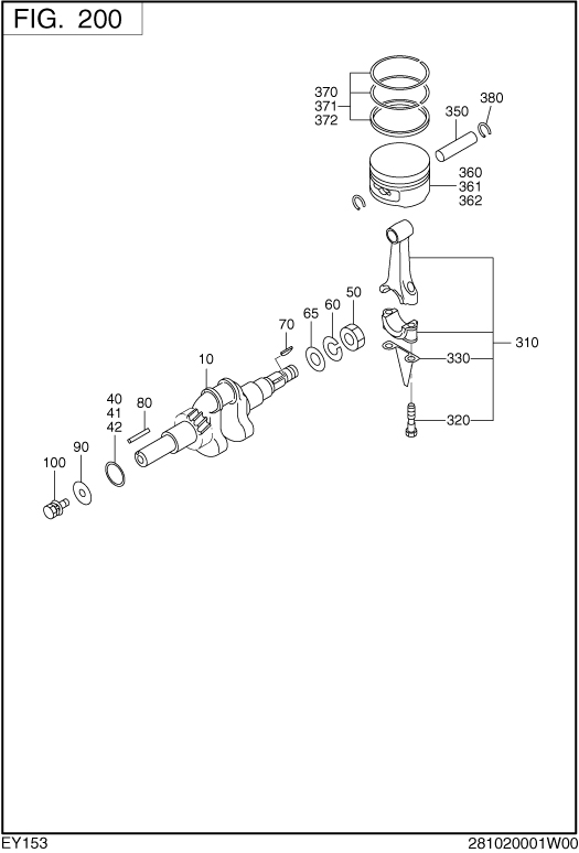Crankshaft,piston Diagram and Parts List for EY153DC0690 EY153 Subaru Engine