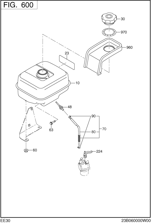Fuel Lubricant Diagram and Parts List for EE300DSM910 EE300 Subaru Engine
