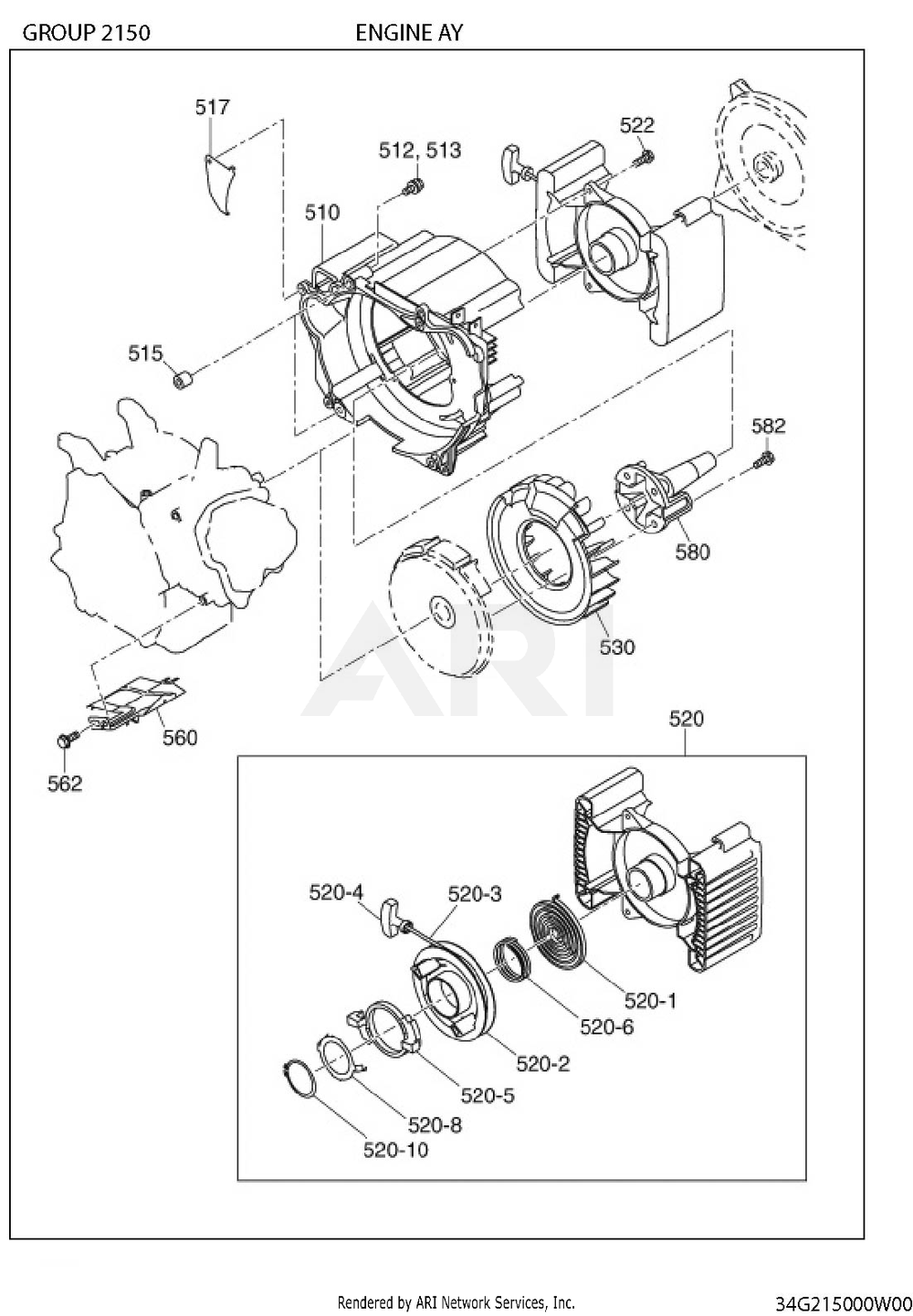 2150 Engine Ay Diagram and Parts List for RAS28023030  Subaru Generator