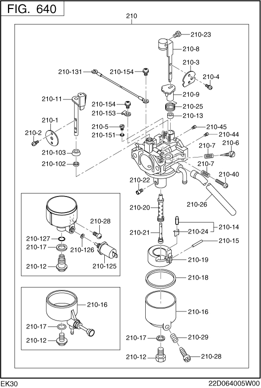 Fuel Lubricant Group Diagram and Parts List for EK300B70020 EK300 Subaru Engine