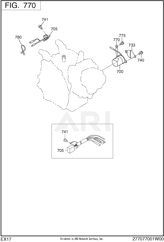 770 Electric Device Diagram and Parts List for EX170DS5014  Subaru Engine