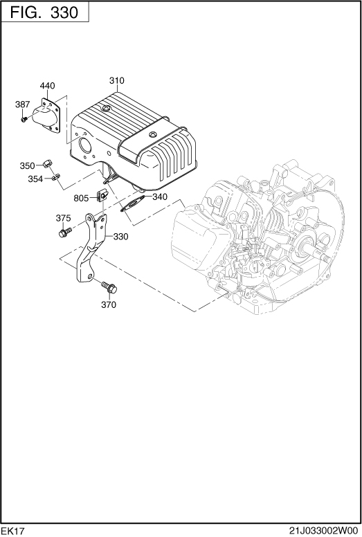 Intake,exhaust Group Diagram and Parts List for EK170BS0010 EK170 Subaru Engine