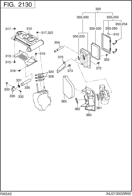 Engine Diagram and Parts List for RAS43023610 S4300I Subaru Generator
