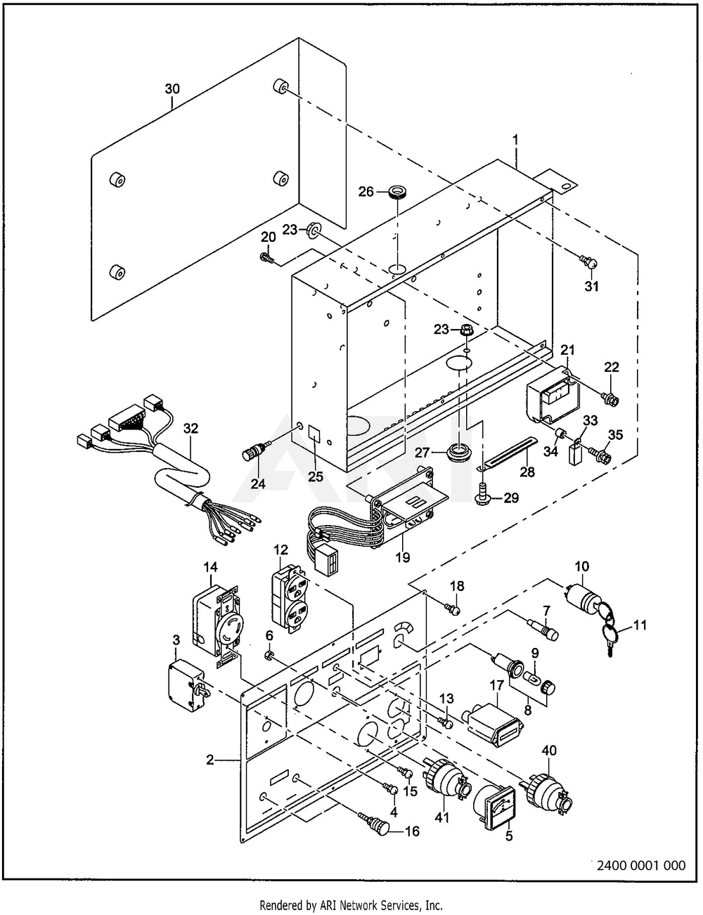 2400 Control 50hz - 220v, 240v Diagram and Parts List for RGV12K36030  Subaru Generator