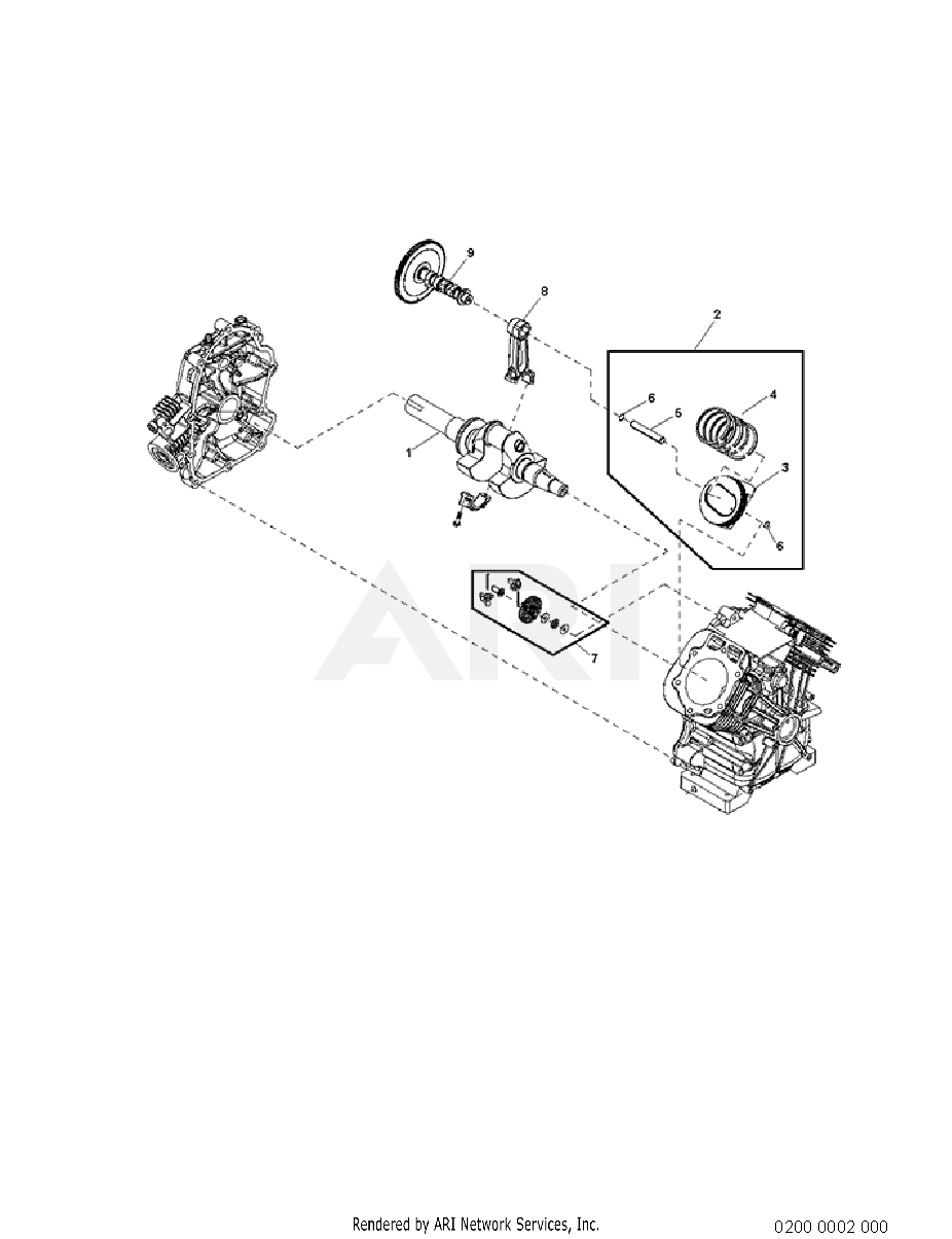 200 Crankshaft Diagram and Parts List for EH900DS0010  Subaru Engine