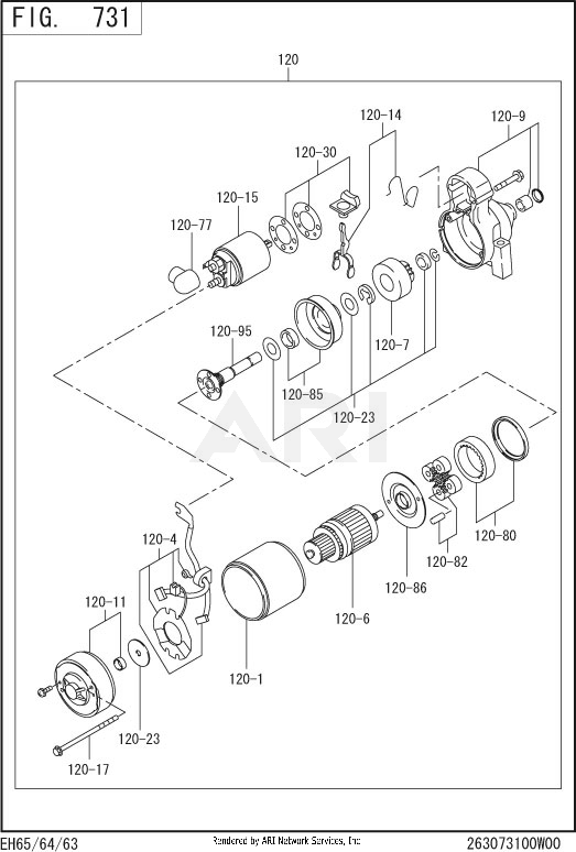 731 Electric Device Diagram and Parts List for EH650DC1222  Subaru Engine