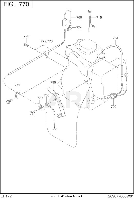 770 Electric Device Diagram and Parts List for EH172YR0003  Subaru Engine