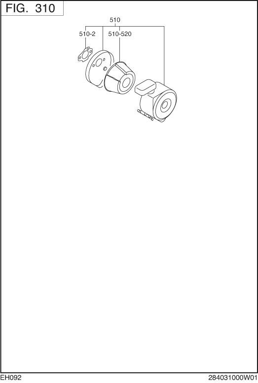 Intake Exhaust Diagram and Parts List for EH092D40040 EH092 Subaru Engine