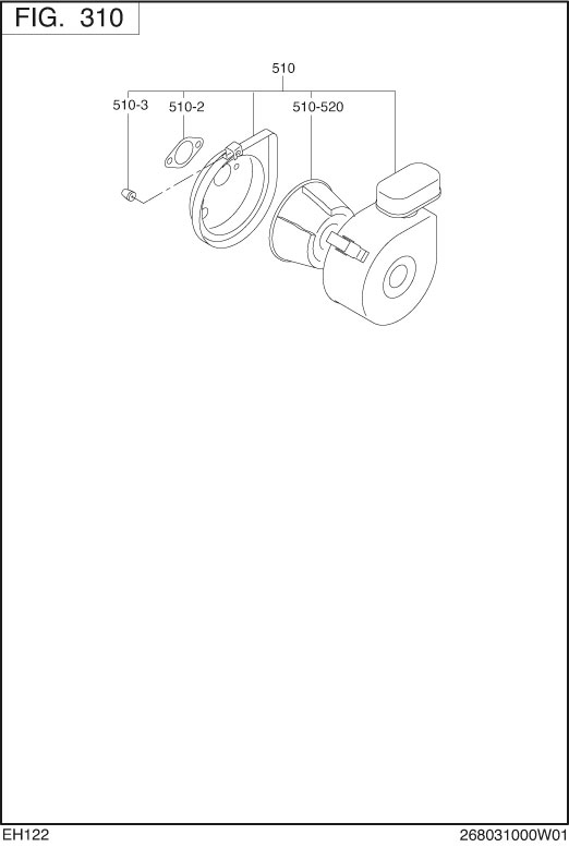 Intake Exhaust Diagram and Parts List for EH122B00080 EH122 Subaru Engine