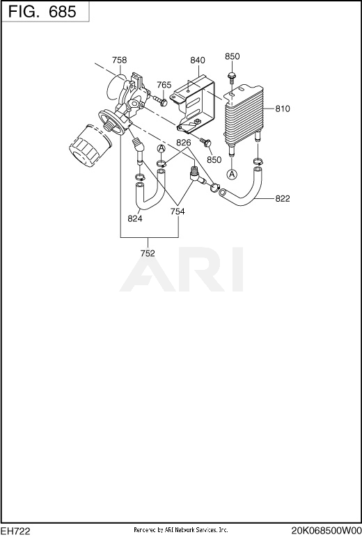 Oil Cooler Diagram and Parts List for EH722DS5171  Subaru Engine