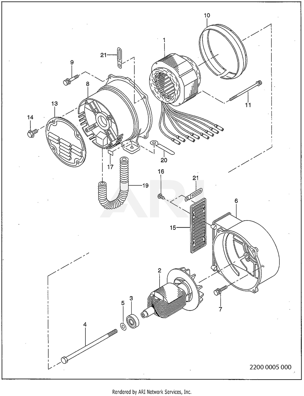 2200 Generator Diagram and Parts List for RD330017640  Subaru Generator