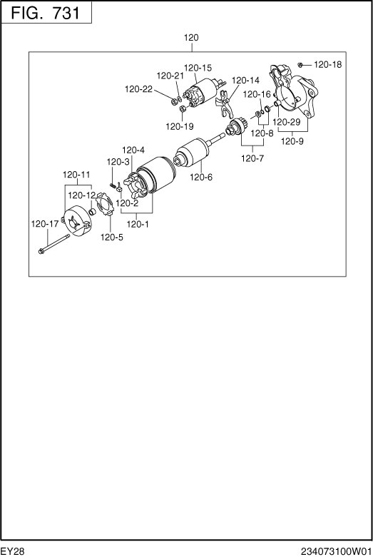 Electric Device Diagram and Parts List for EY280BSC010 EY280 Subaru Engine