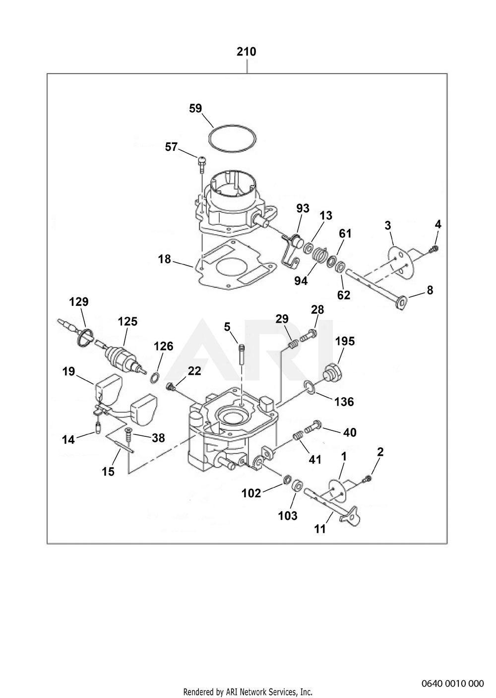 640 Carburetor Diagram and Parts List for EH650DB4221  Subaru Engine