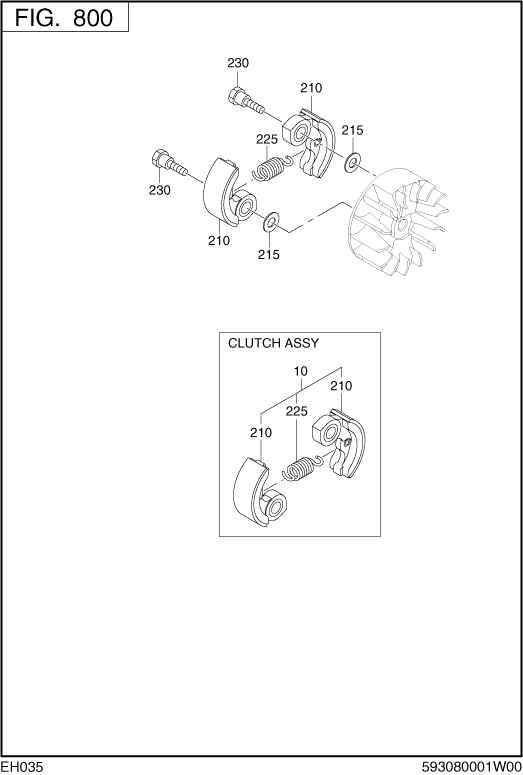 Clutch Diagram and Parts List for EH035VA1202 EH035 Subaru Engine