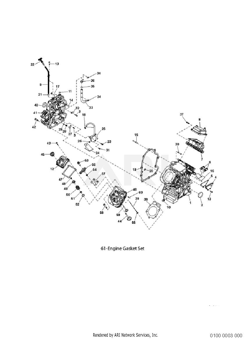 100 Crankcase Diagram and Parts List for EH900DS0010  Subaru Engine