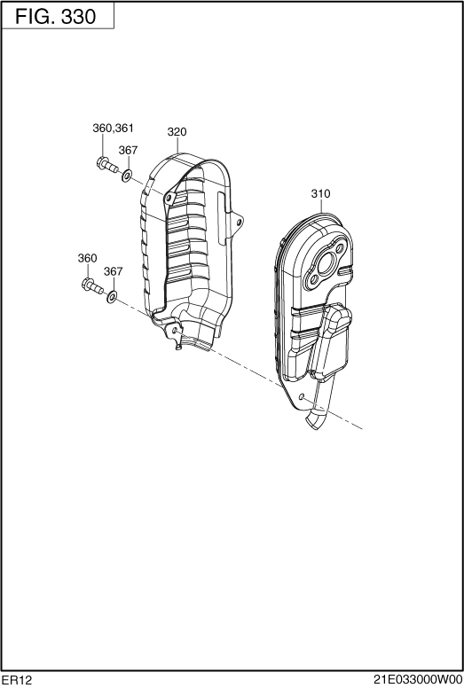 Intake Exhaust Group Diagram and Parts List for ER120D41000 ER120 Subaru Engine