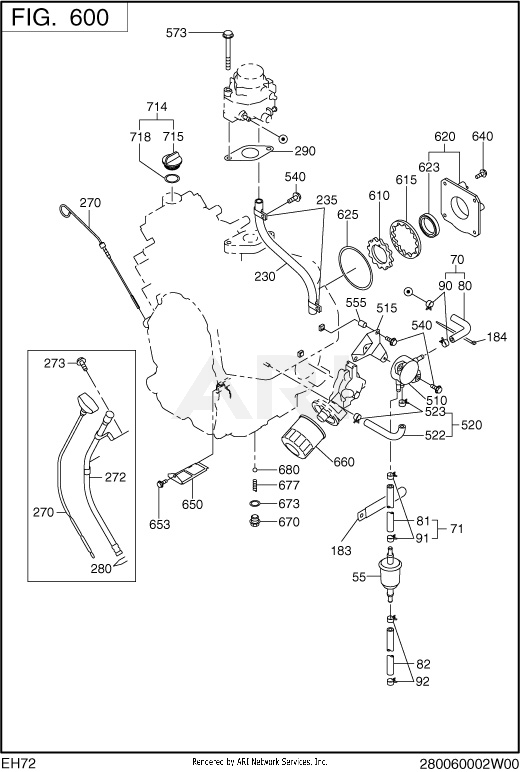 600 Fuel And Lubricant Diagram and Parts List for EH722DS0441  Subaru Engine