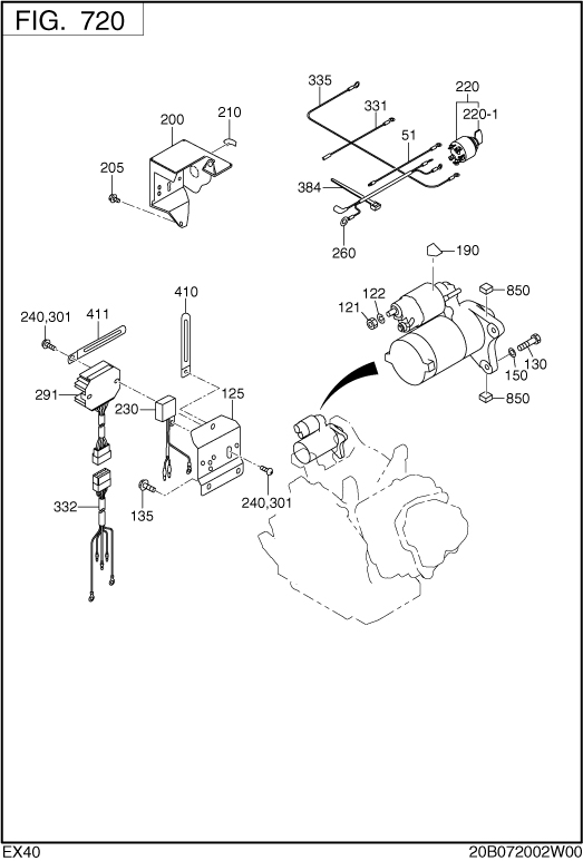 Electric Device Diagram and Parts List for EX400DS2160 EX400 Subaru Engine