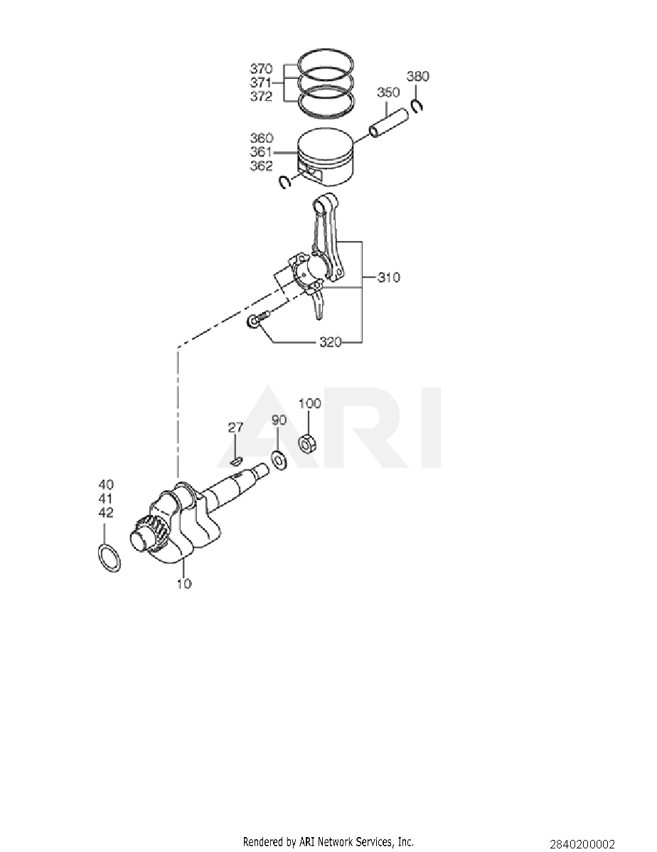 200 Crankshaft Diagram and Parts List for RAS17017000  Subaru Generator