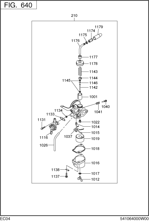 Fuel Diagram and Parts List for EC04EAX0520 EC04E Subaru Engine