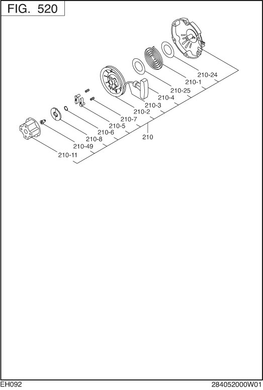 Cooling Starting Diagram and Parts List for EH092D40040 EH092 Subaru Engine
