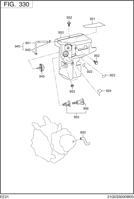 Intake Exhaust Diagram and Parts List for EE210DSM910 EE210 Subaru Engine