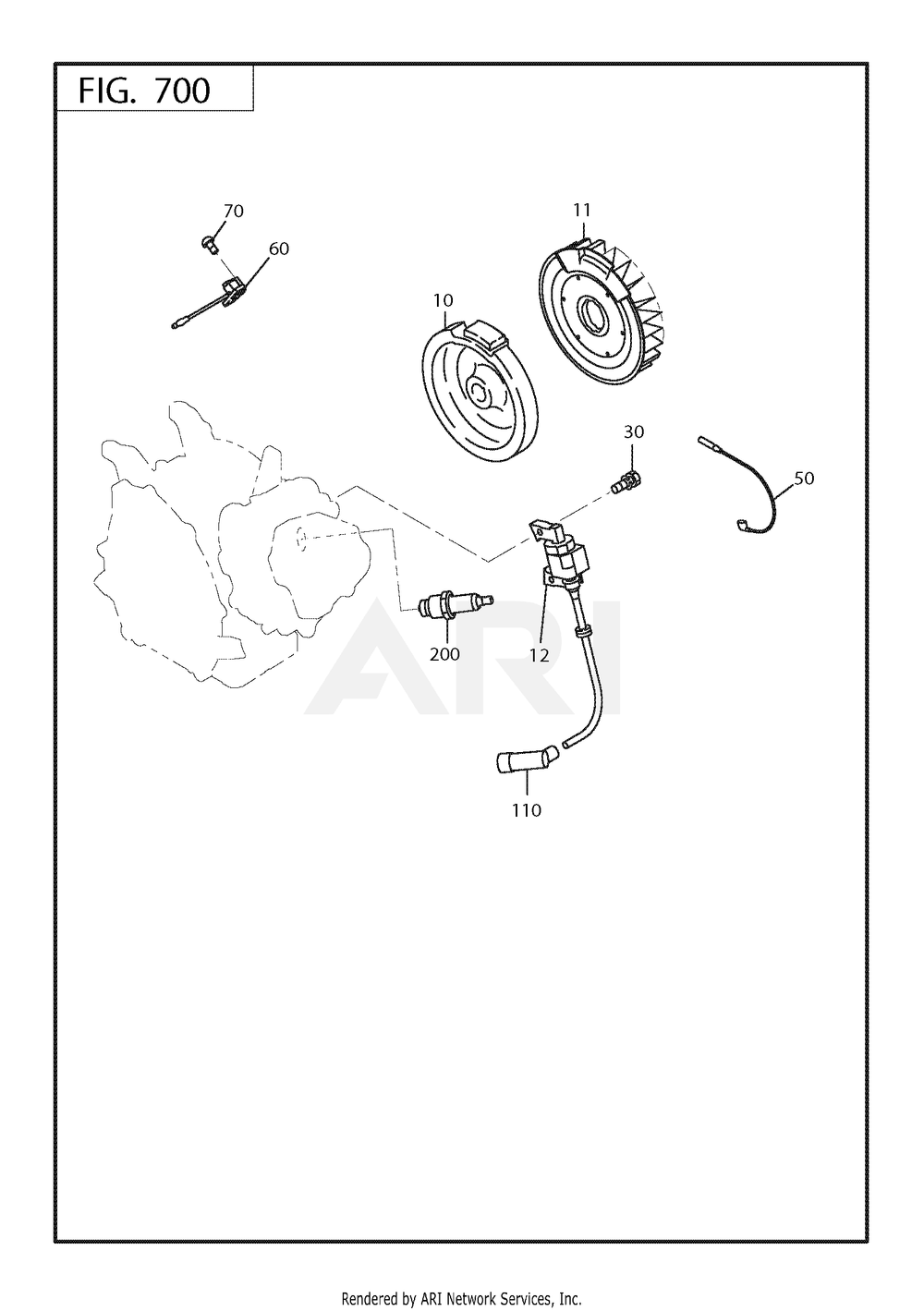 700 Electric Device Diagram and Parts List for 170DT1111  Subaru Engine