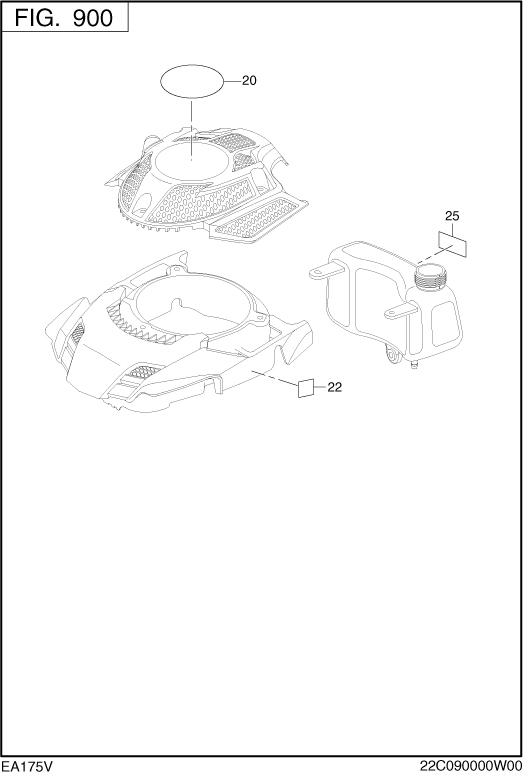 Accessories Label Diagram and Parts List for EA175V73060 EA175 Subaru Engine