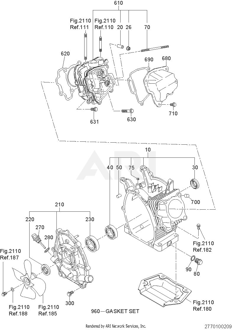 100 Crankcase Diagram and Parts List for RAS28023021  Subaru Generator