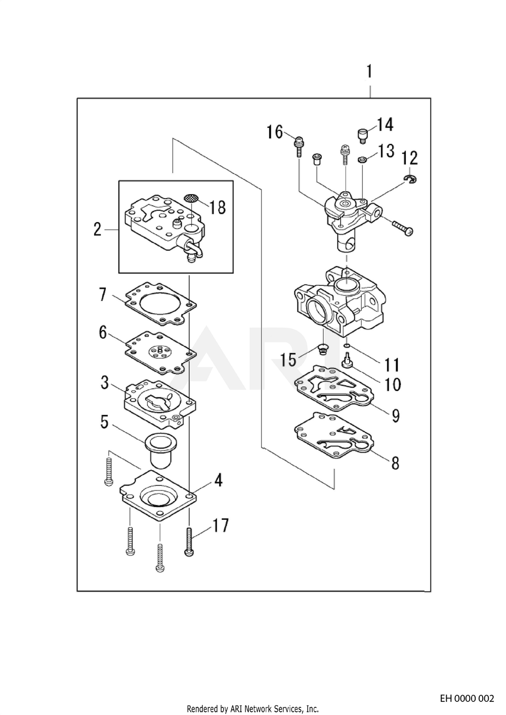 Carburetor - Wyl174 Diagram and Parts List for EH035AA1307  Subaru Engine