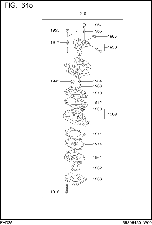 Fuel Lubricant Diagram and Parts List for EH035VA1202 EH035 Subaru Engine