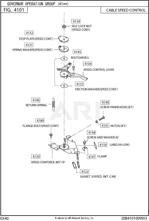 410 Governor Diagram and Parts List for EX400SE5021  Subaru Engine