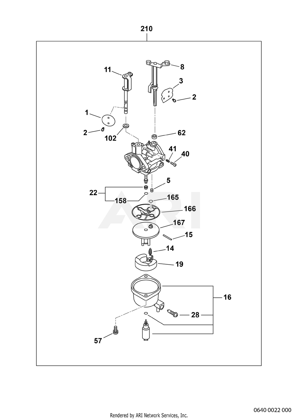640 Carburetor Diagram and Parts List for EX400D51040  Subaru Engine