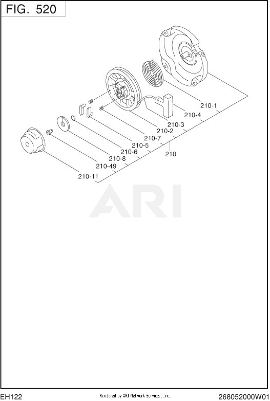 520 Cooling And Starting Diagram and Parts List for EH122D46530  Subaru Engine