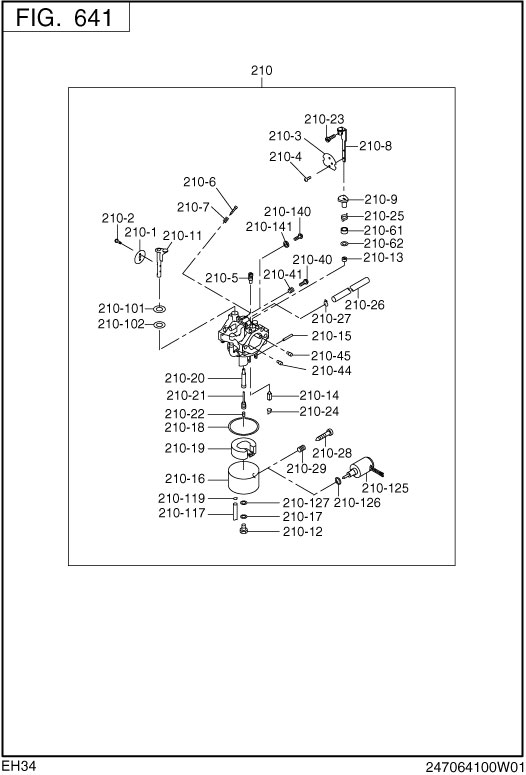 Fuel,lubricant Diagram and Parts List for EH340B70310 EH340 Subaru Engine