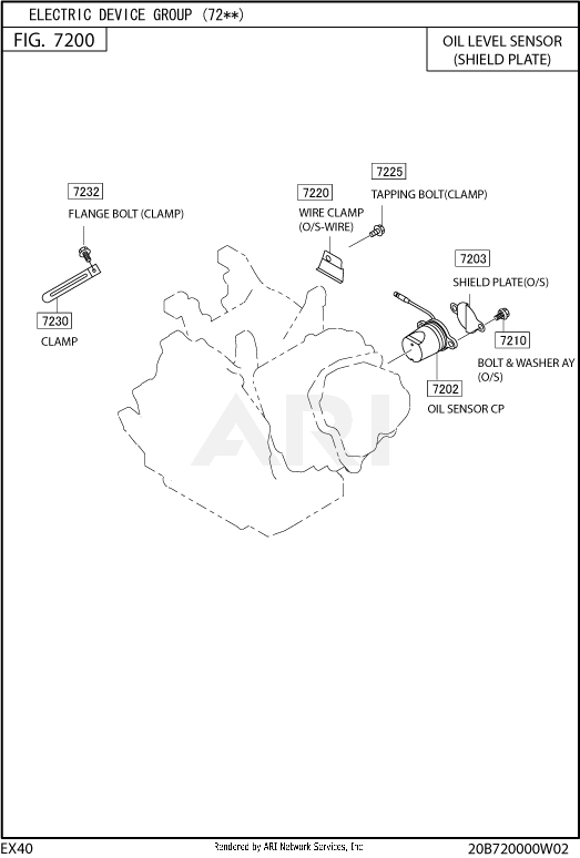 7200 Electric Device Diagram and Parts List for EX400DS5231  Subaru Engine