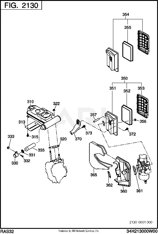 2130 Intake And Exhaust Diagram and Parts List for RAS32023514  Subaru Generator