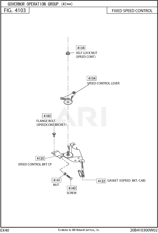 410 Governor Diagram and Parts List for EX400DE5220  Subaru Engine