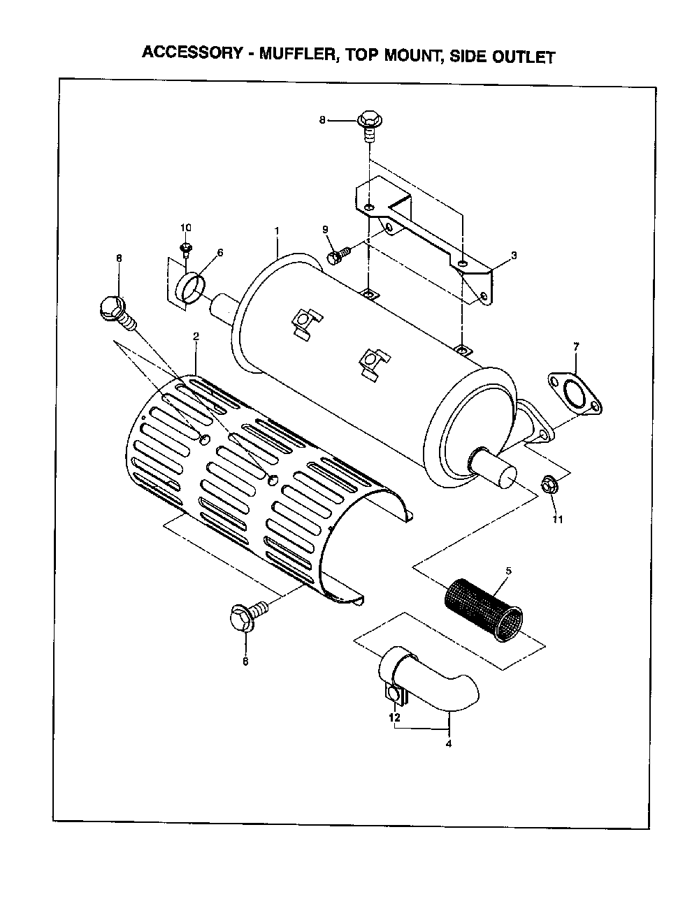 Muffler/top mount/side outlet Diagram and Parts List for EH63  Subaru Engine