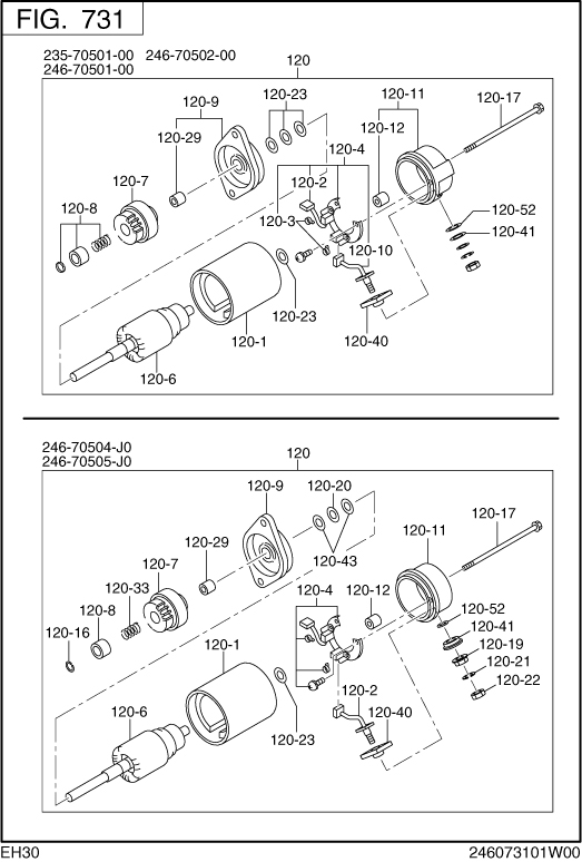 Electric Device Diagram and Parts List for EH300BS0141 EH300 Subaru Engine