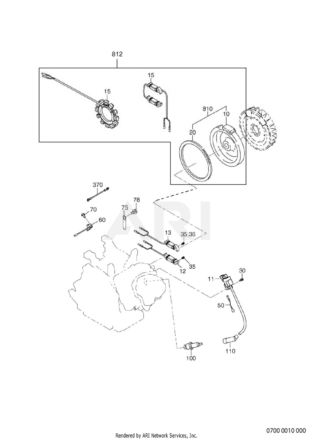 700 Electric Device Diagram and Parts List for EX400DSM240  Subaru Engine
