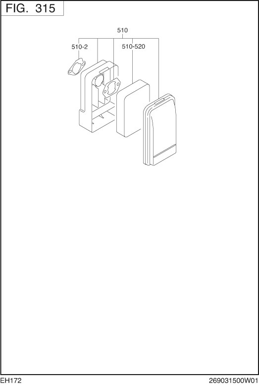 Intake Exhaust Diagram and Parts List for EH172BS0241 EH172 Subaru Engine
