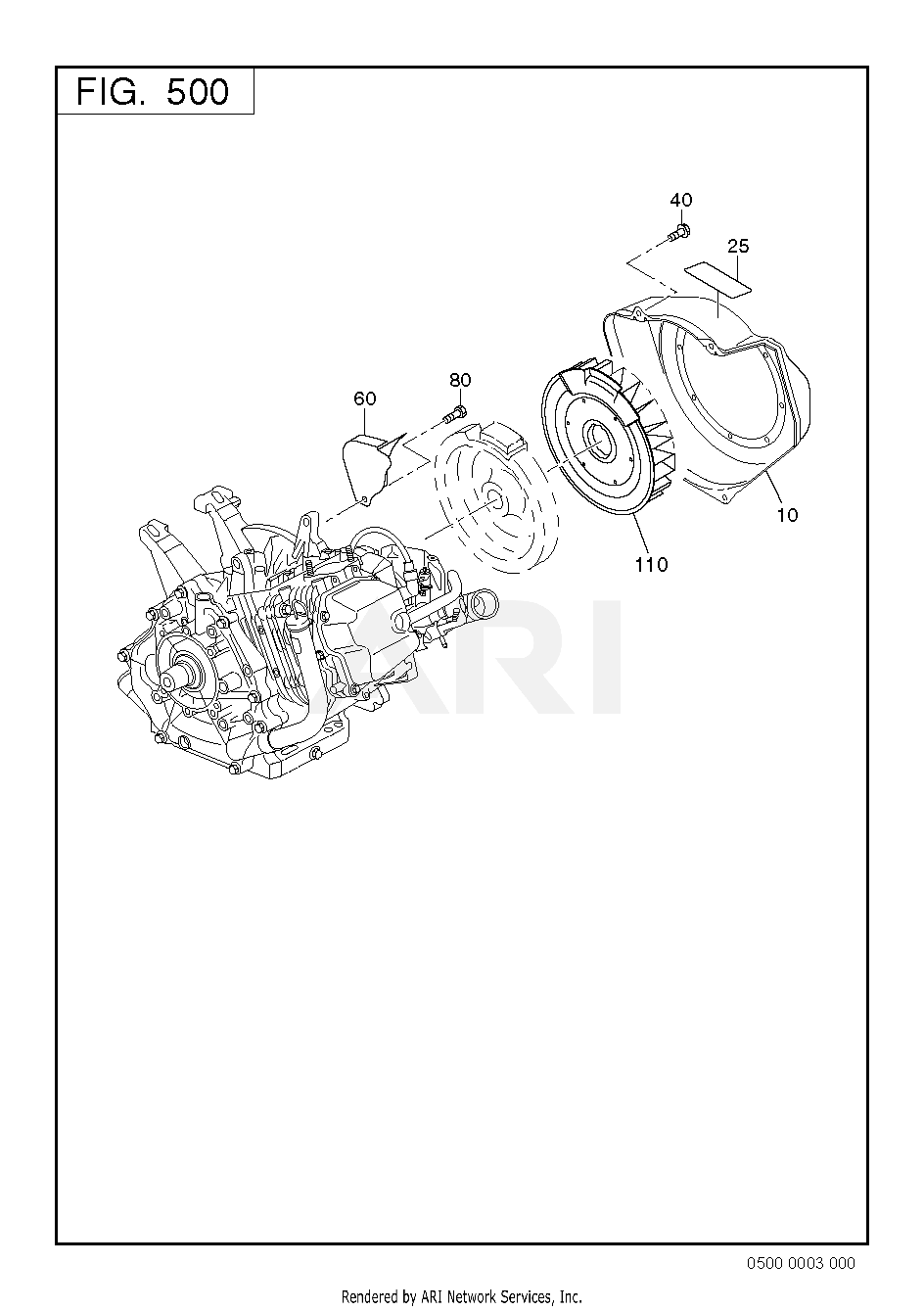 500 Cooling Diagram and Parts List for EX400D80051  Subaru Engine