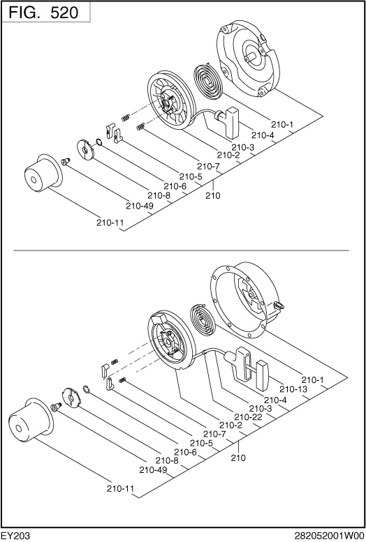 Cooling Starthig Diagram and Parts List for EY203DC0760 EY203 Subaru Engine